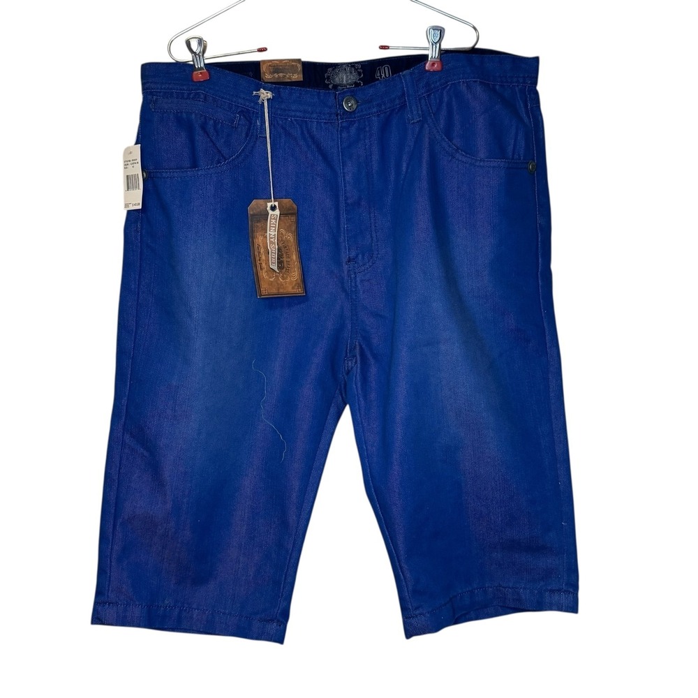Brass Men's Shorts Skinny Slim Fit Jeans Bermuda Outdoor Light Royal Blue 40 NWT